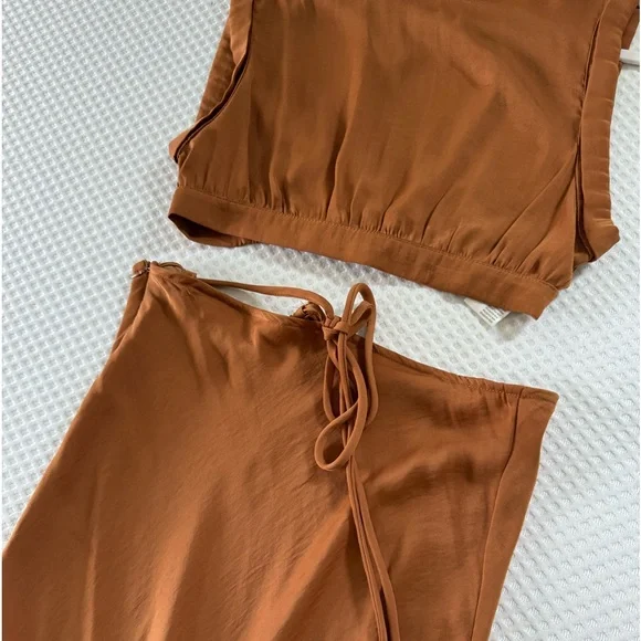 2 piece by free people. Silk long skirt and top. - Picture 1 of 8